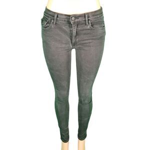 True Religion Halle Mid Rise Super Skinny Tab Pocket Stretch Denim Jean Black 28